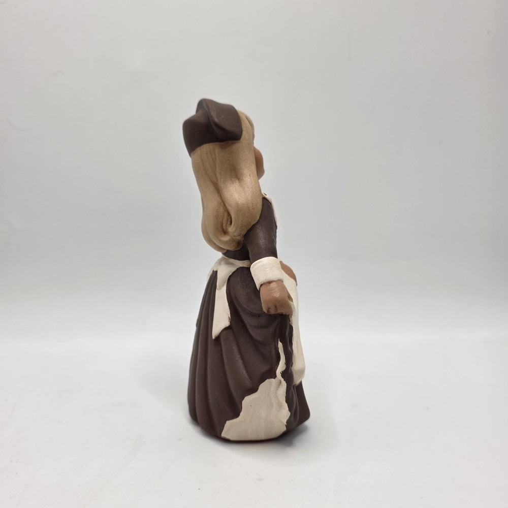 Vintage 1979 Hand‎ Painted Pilgrim Girl Figurine Brown & Cream Dress - Picture 6 of 9